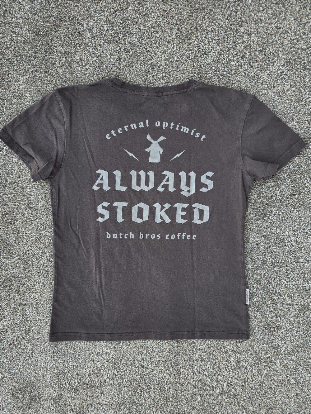Dutch Bros Coffee Always Stoked Tee Shirt Gray Adult Womens Medium M